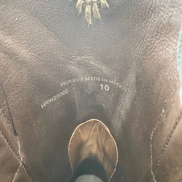 NEW Lane RODEO HOUSTON Mens Cowboy Boots 10 Brown Navy Leather Western Blunt Toe - Picture 9 of 11